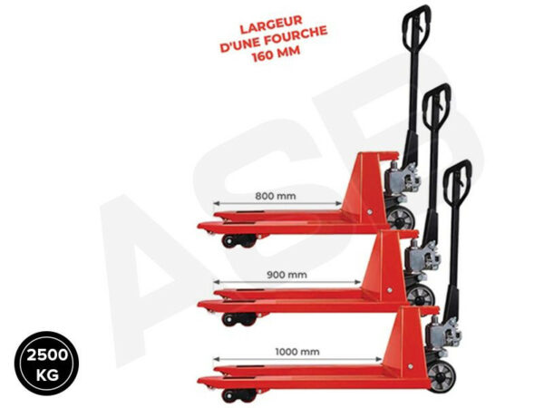 AC25 court - Transpalette manuel premium charge 2500 kg, 6 déclinaisons