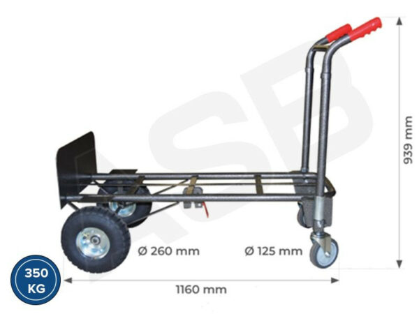 STOCKMAN STA2 - 2en1 : diable & chariot - Acier, charge jusqu'à 350 kg