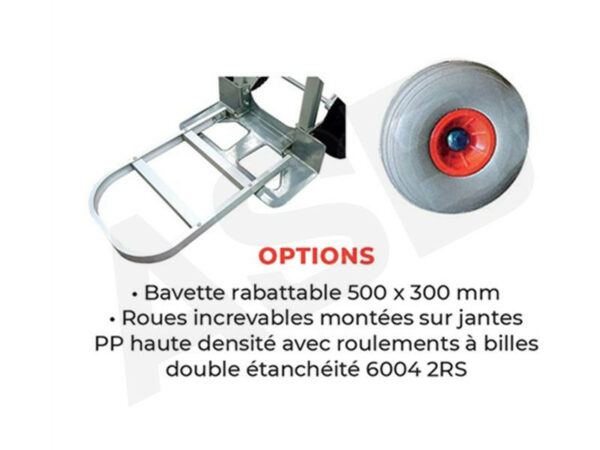 STOCKMAN STC2 - 2en1 : diable & chariot - Aluminium, charge jusqu'à 350 kg